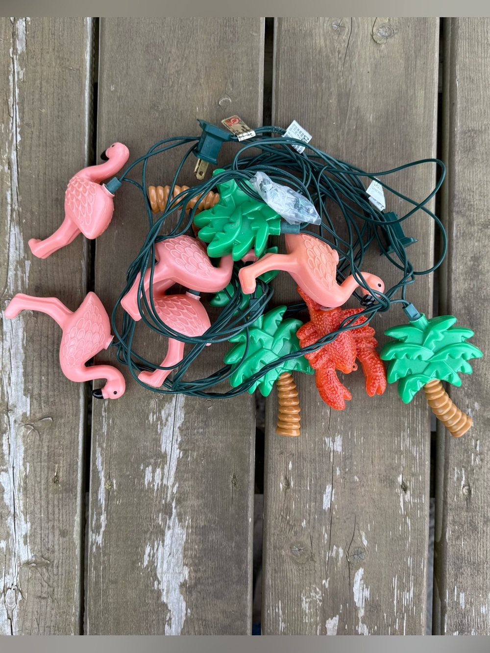Blow Mold Summer String Light Set Flamingos, Palm Trees and Lobster Light Set